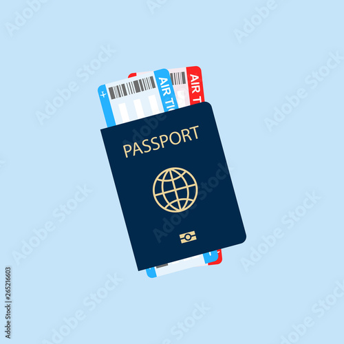 Passport with airplane tickets