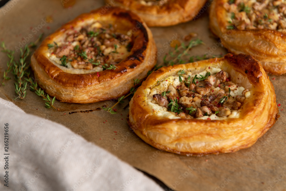Puff Pastry Tart with Walnuts, Cheese, and Honey Puff Pastry Tart with Walnuts, Cheese, and Honey