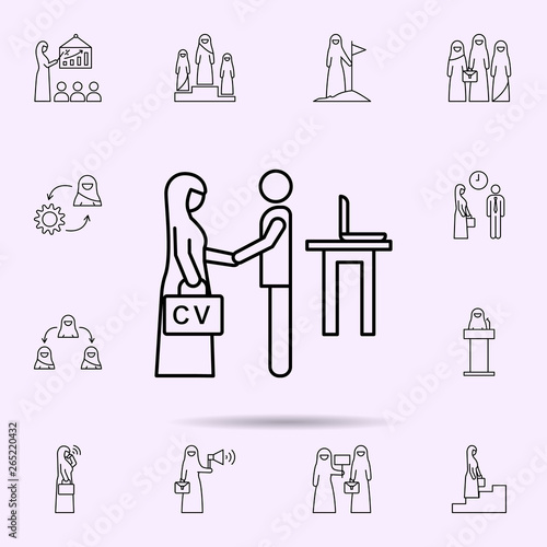 meeting, Muslim businesswoman icon. Universal set of muslim businesswoman for website design and development, app development