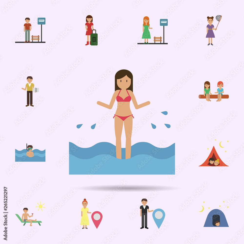 Beach, woman, sea cartoon icon. Universal set of travel for website design and development, app development Beach, woman, sea cartoon icon. Universal set of travel for website design and development, app development