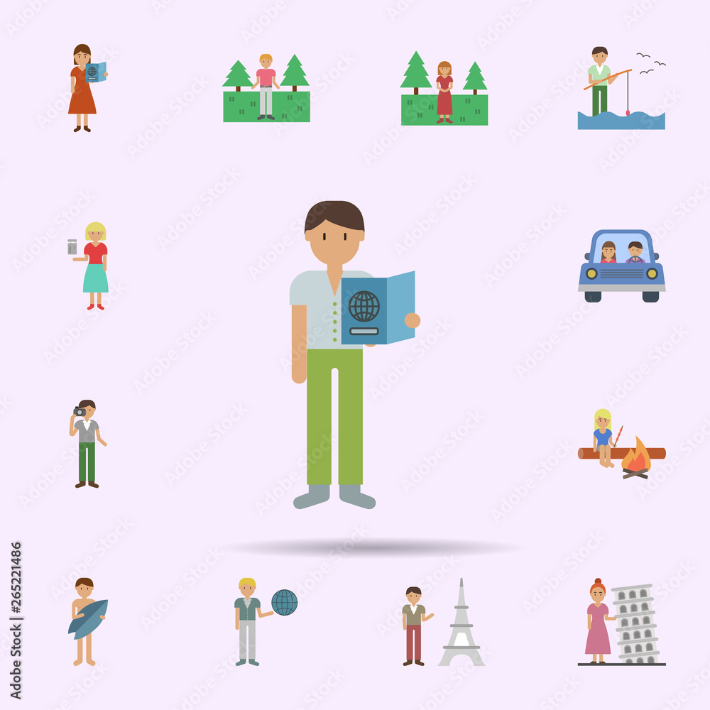 Passport, man cartoon icon. Universal set of travel for website design and development, app development Passport, man cartoon icon. Universal set of travel for website design and development, app development