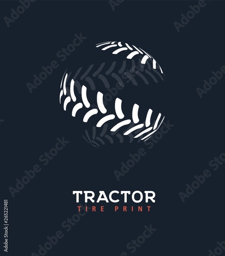 Tractor tire print vector logo. Wheel shop isolated logotype template