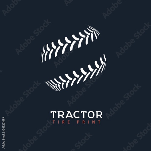 Tractor tire print vector logo. Shop of wheels isolated logotype template