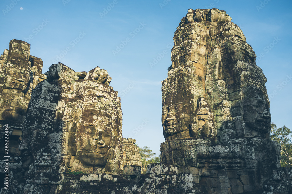 Stone statues near ancient temple Stone statues near ancient temple