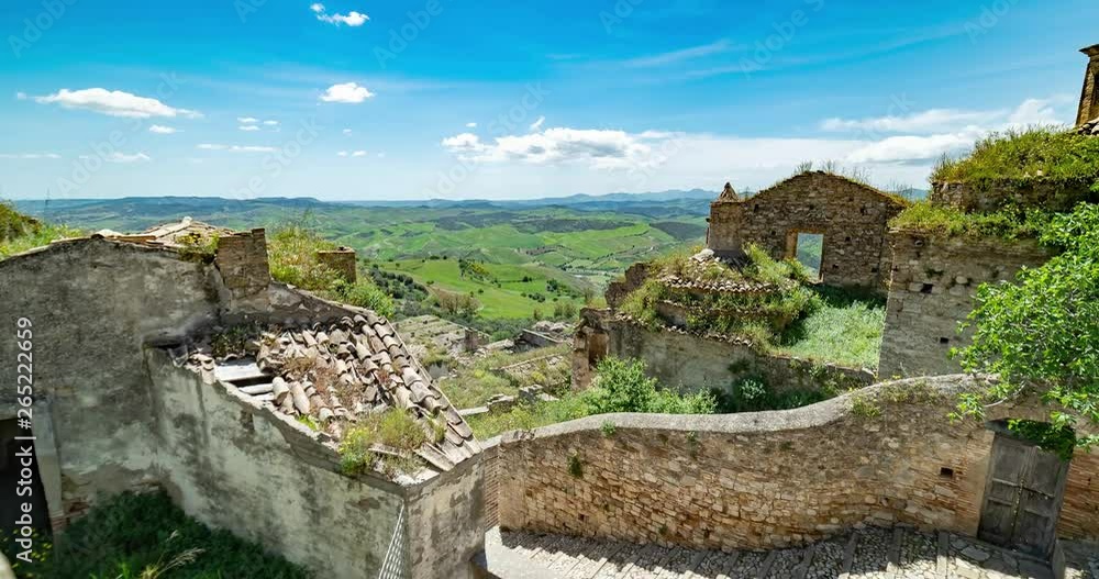 Craco, Matera, Basilicata, Italy. Time lapse of the famous ghost abandoned town in Italy Craco, Matera, Basilicata, Italy. Time lapse of the famous ghost abandoned town in Italy