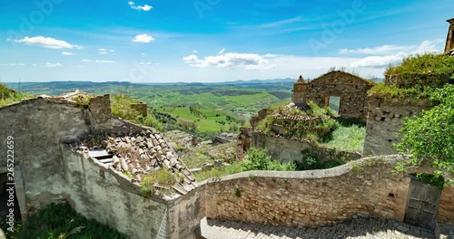 Craco, Matera, Basilicata, Italy. Time lapse of the famous ghost abandoned town in Italy