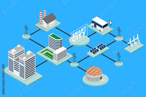 Smart City Technology Conceptual Isometric Illustration