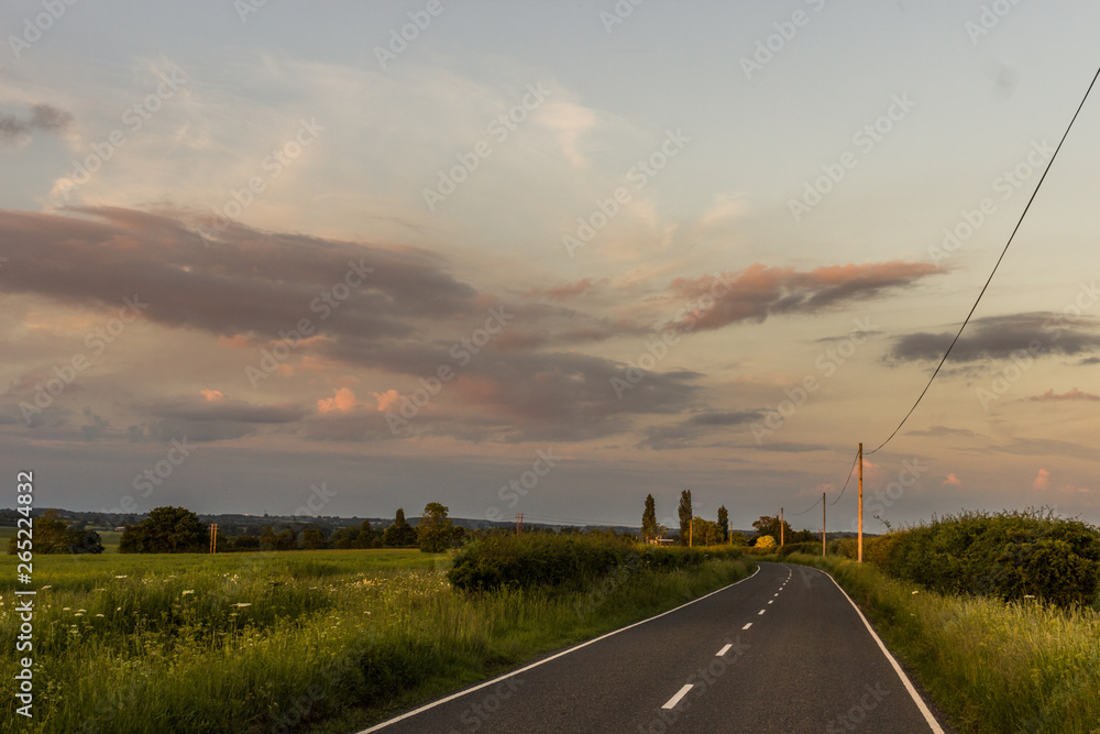 English rural road at dusk