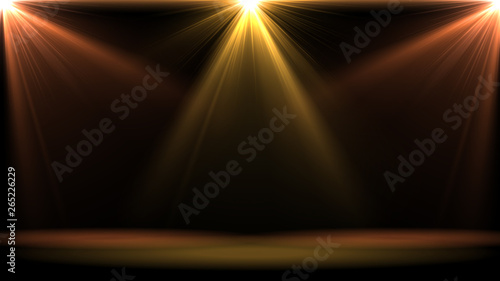 Fototapeta Naklejka Na Ścianę i Meble -  abstract of empty stage with colorful spotlights or Several bright projectors for scene lighting effects . can be used for display or montage your products