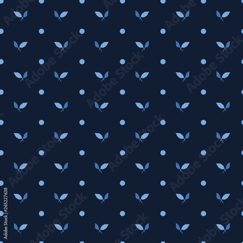 Indigo blue leaf stripes shapes. Vector pattern seamless striped background. Hand drawn floral geometric leaves graphic illustration. Trendy retro home decor, mens shirting fashion print, wallpaper.