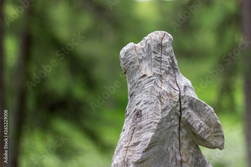 Wooden Sculpture of a Wolf