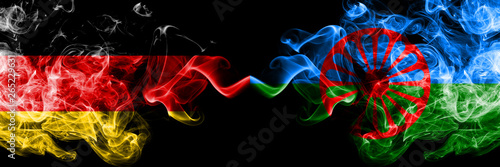 Fototapeta Germany vs Gipsy, Roman smoky mystic flags placed side by side