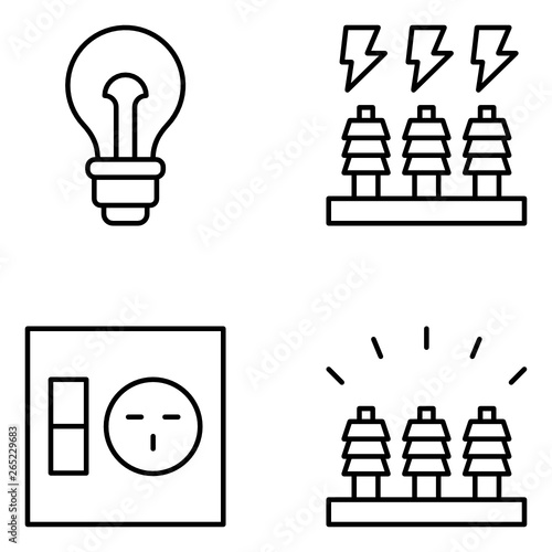 Electricity Vector Line Icons