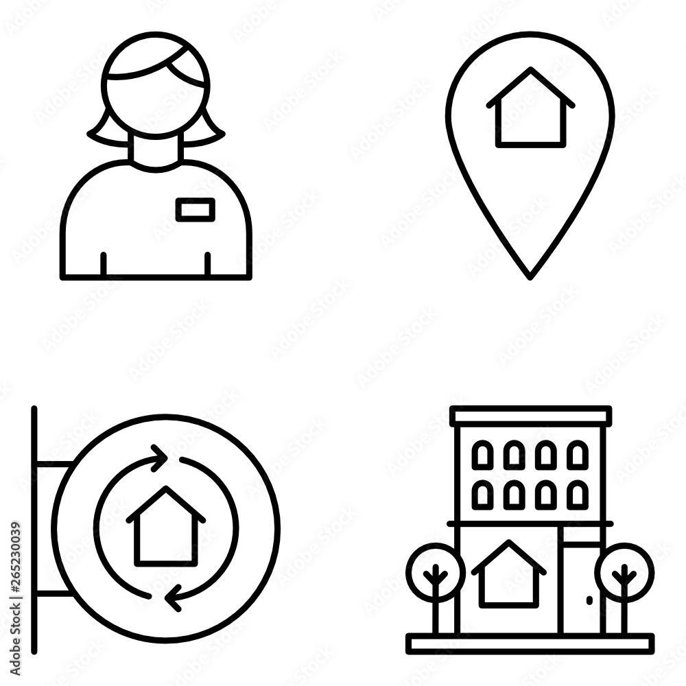 Fototapeta premium Real Estate Vector Line Icon Set