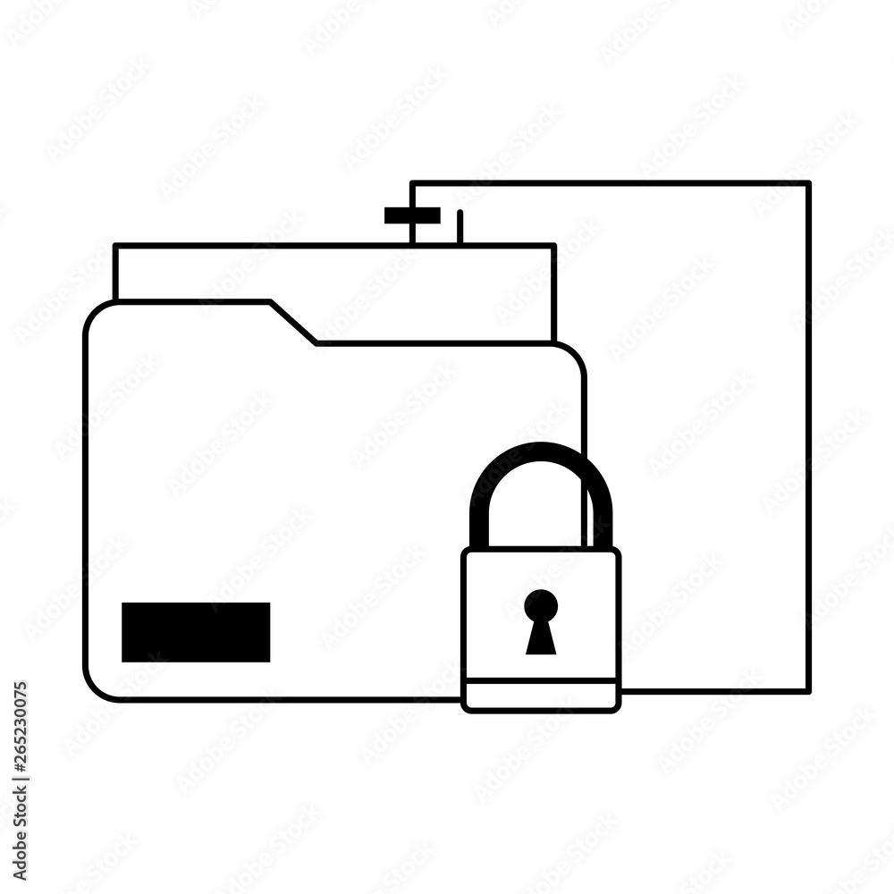 documents and padlock black and white documents and padlock black and white