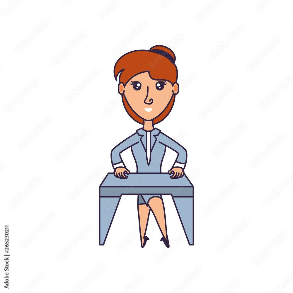 business woman with desk business woman with desk
