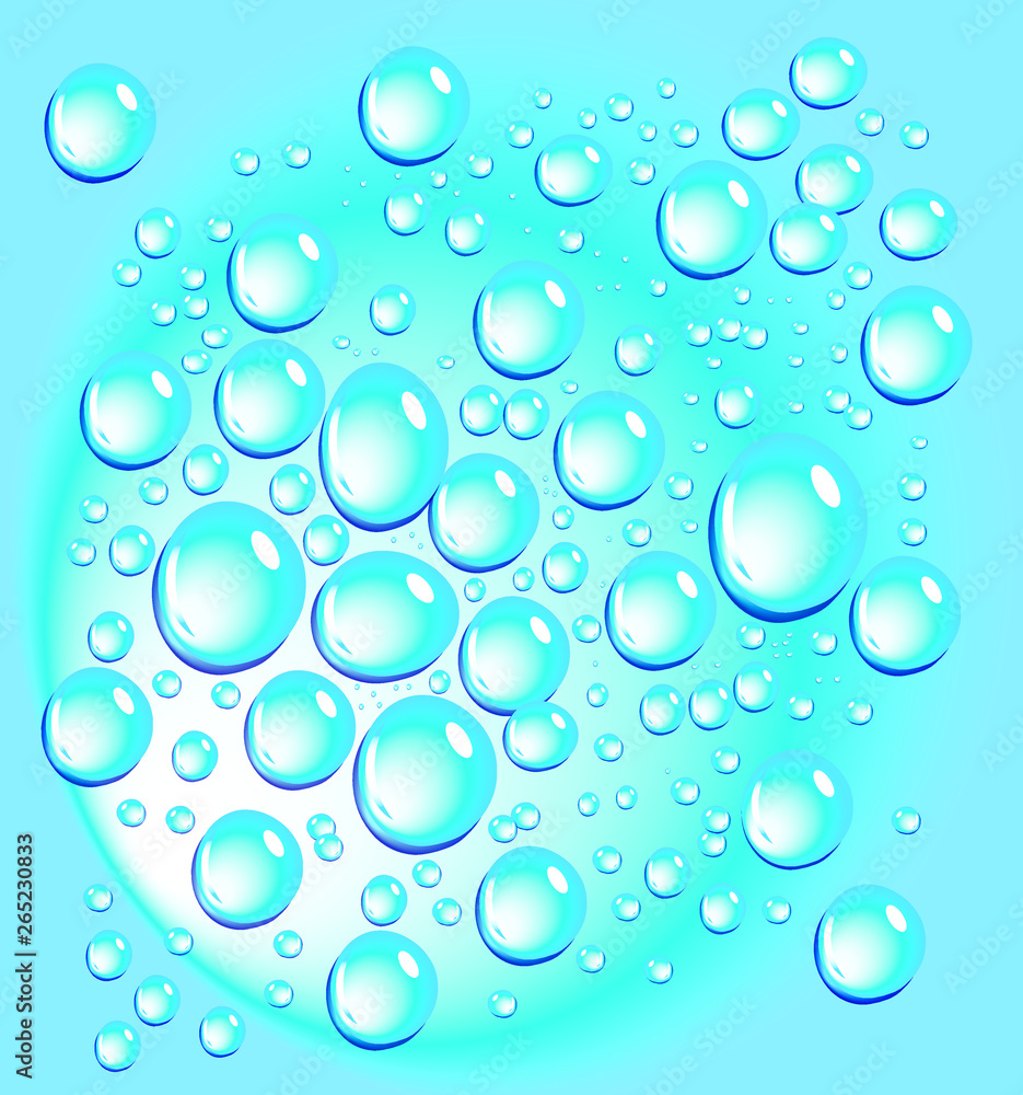 Crystal clear water drops, texture, vector graphics