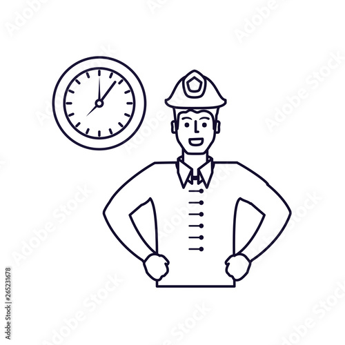 firefighter professional with clock time