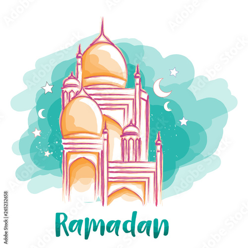 ramadan mosque watercolor