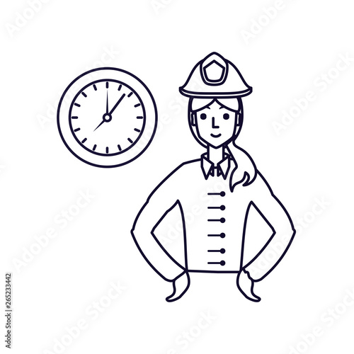 firefighter professional female with clock time