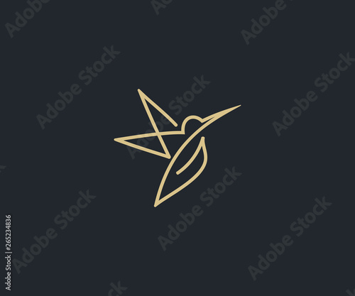 luxury colibri bird logo design template
