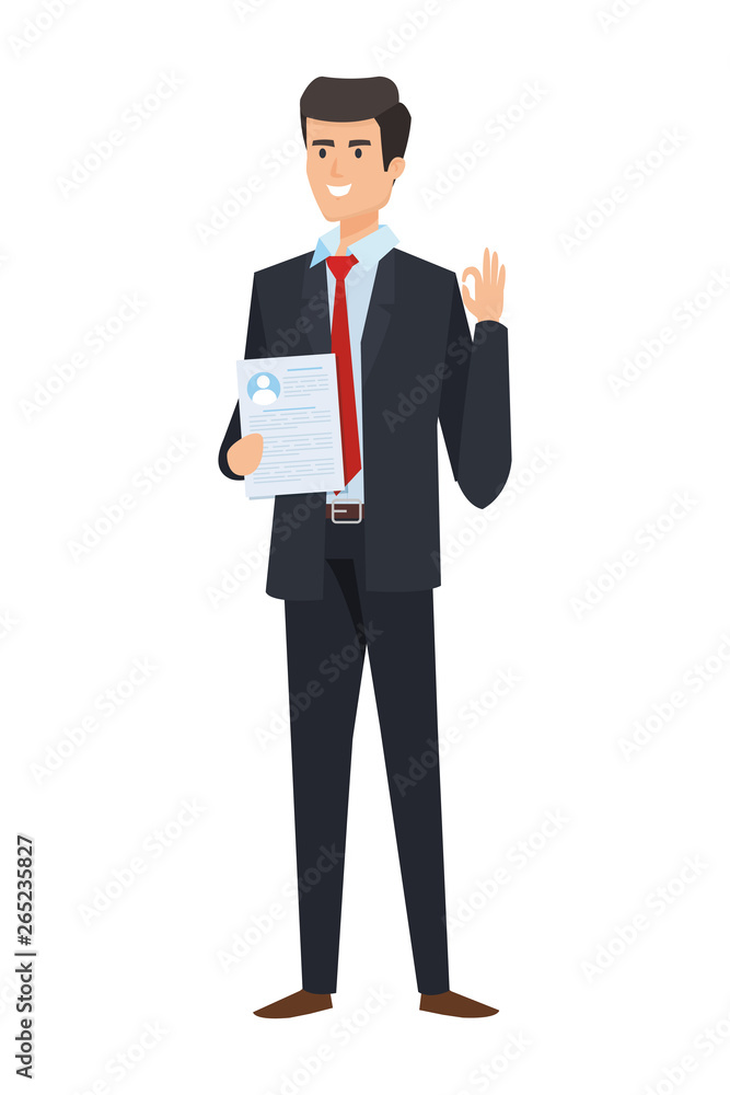 elegant businessman with document character elegant businessman with document character