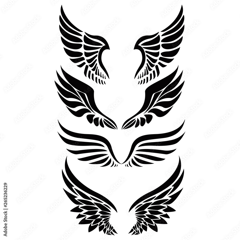 Black silhouette wings emblem collection Black silhouette wings emblem collection