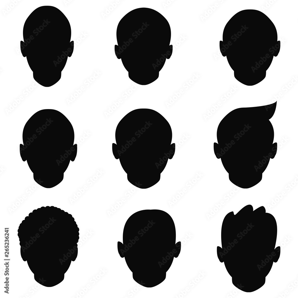 Set of male silhouette icons on white background Set of male silhouette icons on white background