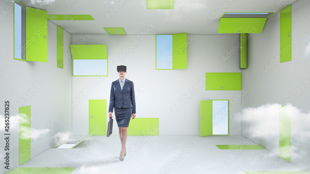 Fototapeta premium Right decision making and virtual reality. Mixed media