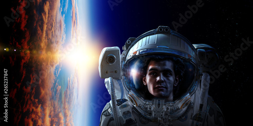 Astronaut in space on plane...