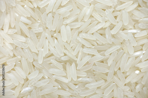 Long grain white rice background, closeup