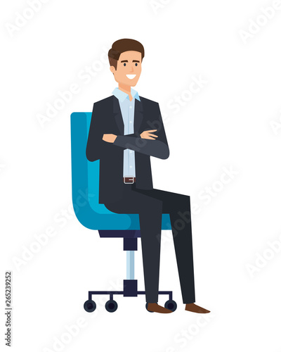 elegant businessman sitting in office chair