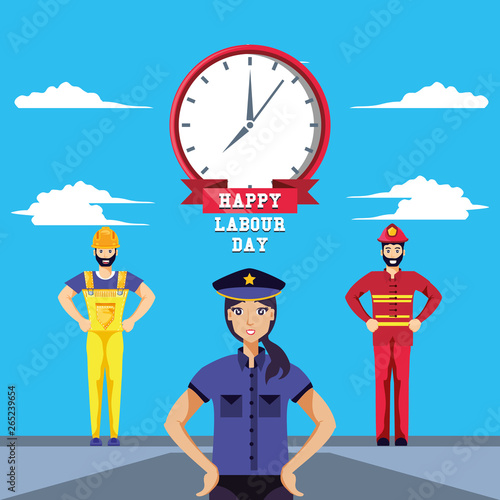 happy labour day with group of professionals