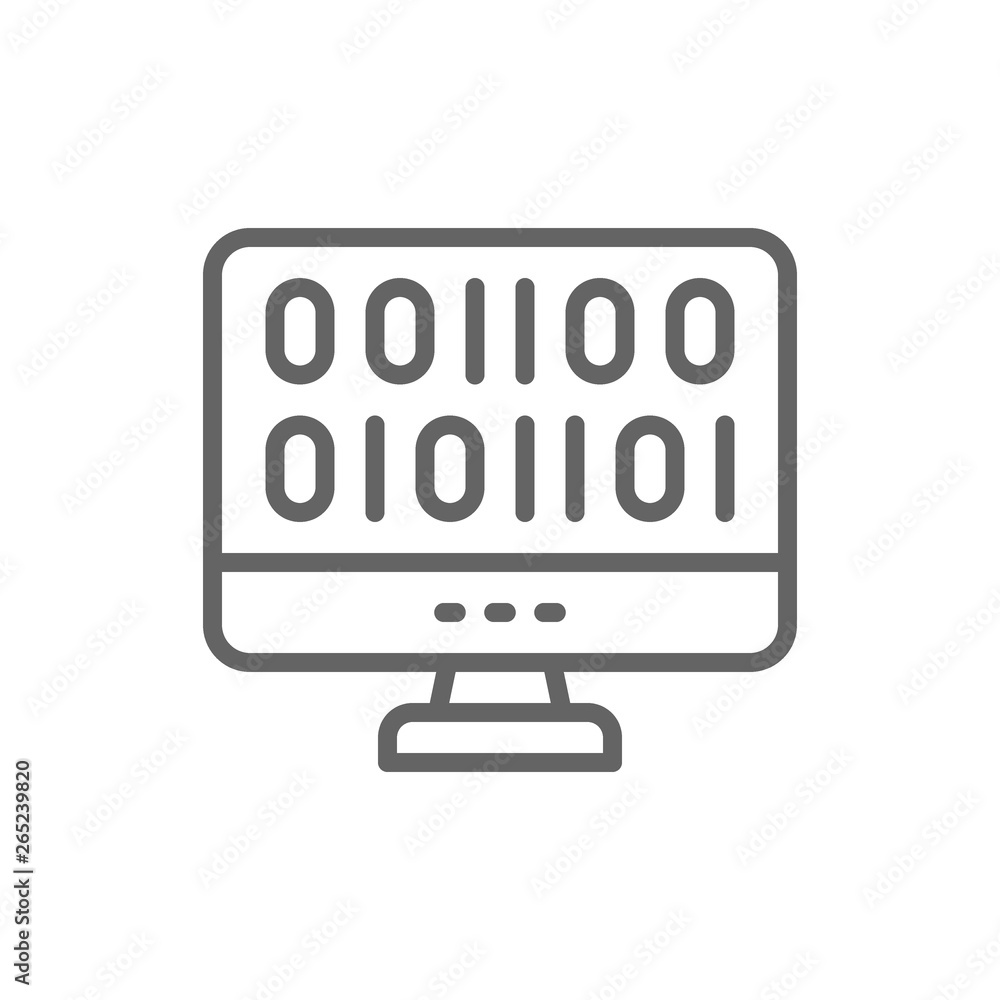 Web development, coding line icon. Web development, coding line icon.