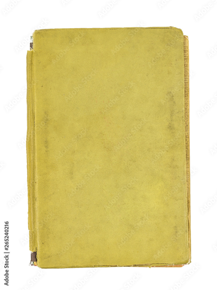 Vintage yellow book isolated on white background.