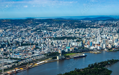 Large cities seen from above. City of Porto Alegre of the state of Rio Grande do Sul, Brazil South America. 
