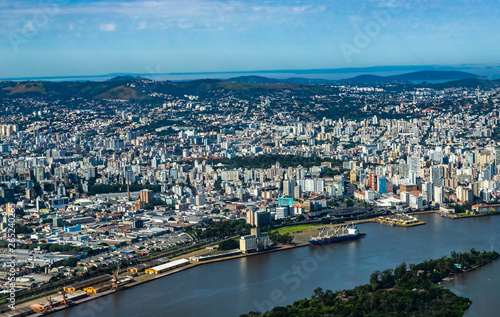 Large cities seen from above. City of Porto Alegre of the state of Rio Grande do Sul  Brazil South America. 