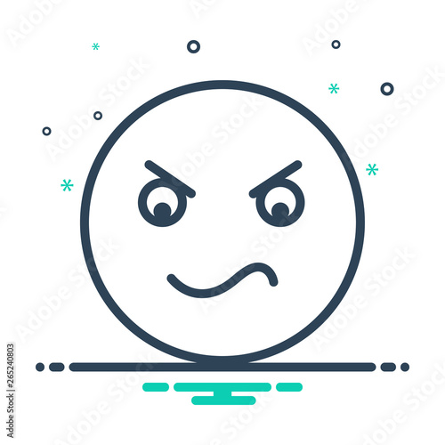 Mix line icon for angry irritable 