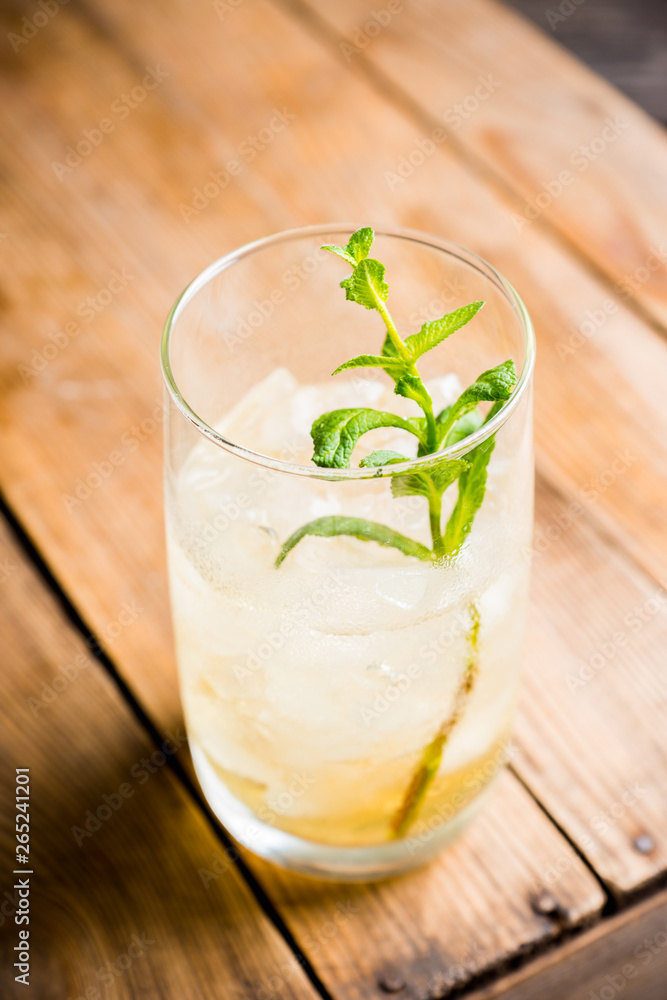 Sweet rum based cocktail with mint. Selective focus. Shallow depth of field. Sweet rum based cocktail with mint. Selective focus. Shallow depth of field.