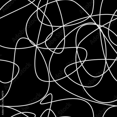 Abstract hand drawn scribble doodle chaos pattern texture isolated on black background