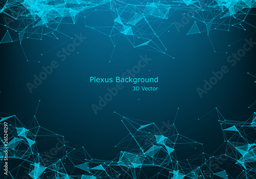 Geometric graphic background molecule and communication. Big data complex with compounds. Perspective backdrop. Minimal array Big data. Digital data visualization. Scientific vector illustration