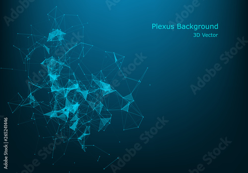 Geometric abstract background with connected lines and dots. Wave flow. Molecule and communication background. Graphic background for your design.