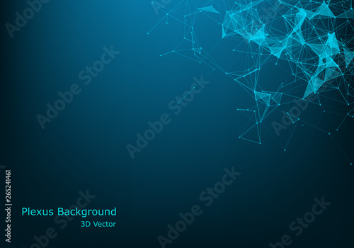 Network connection concept black background vector illustration. Futuristic concept. 3d landscape. Big data digital background.