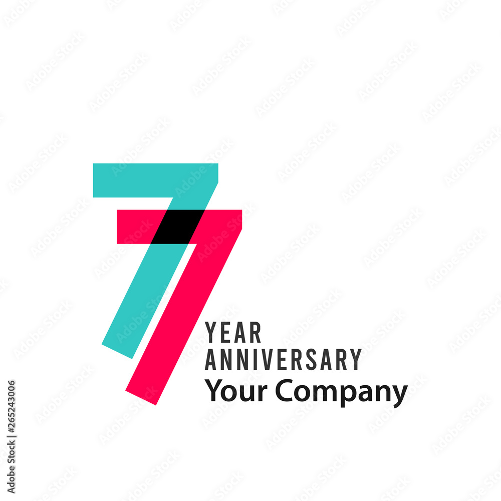 77 Year Anniversary Vector Template Design Illustration