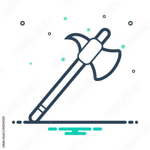 Mix line icon for axe tomahawk 