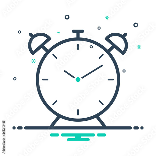 Mix line icon for alarm clock 