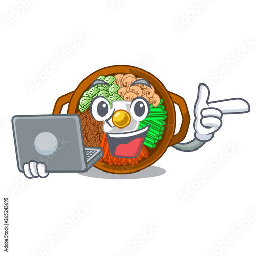With laptop bibimbap isolated with in the character