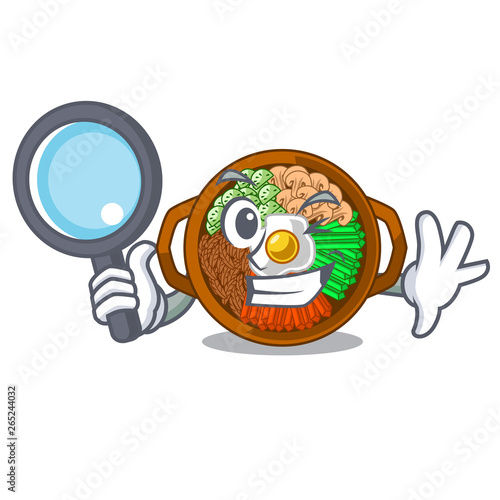 Detective bibimbap served on mascot hot pan