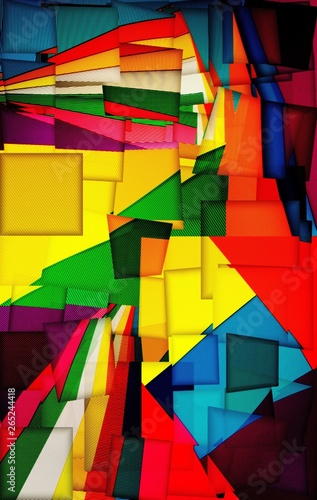 Abstract collage of backgrounds of corrugated colored cardboard