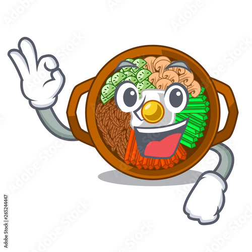 Okay bibimbap served on mascot hot pan